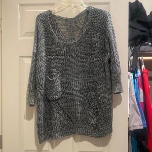 Distressed gray/black sweater